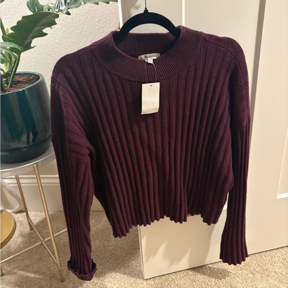 Madewell Ribbed Crewneck Sweater - Deep Plum